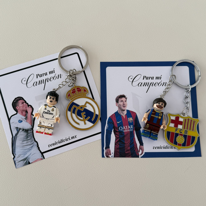 Llavero lego Messi y CR7