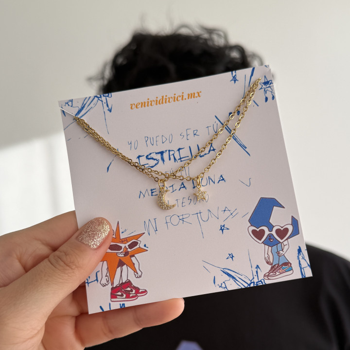 Dúo de collares media luna y estrella