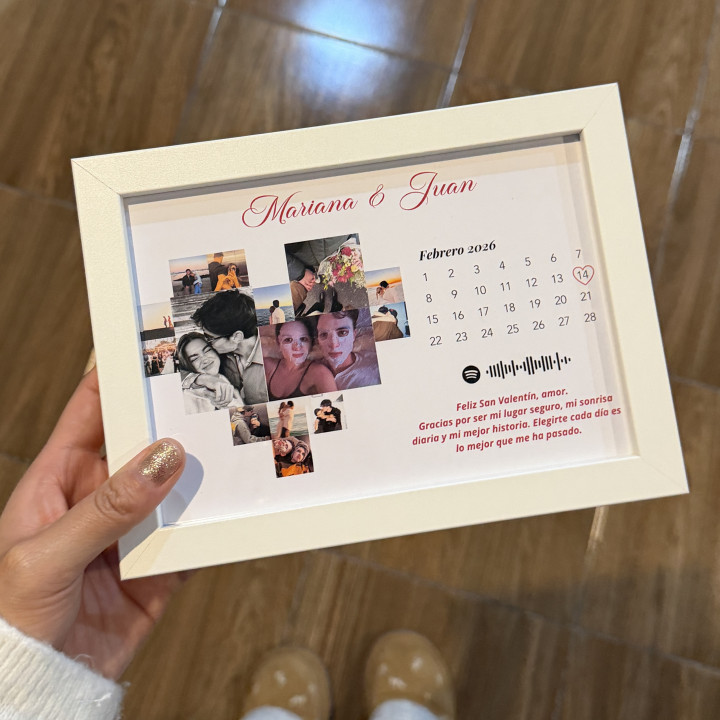 Cuadro pareja corazón y calendario