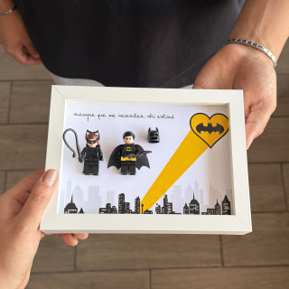 Cuadro lego pareja Batman y Gatubela