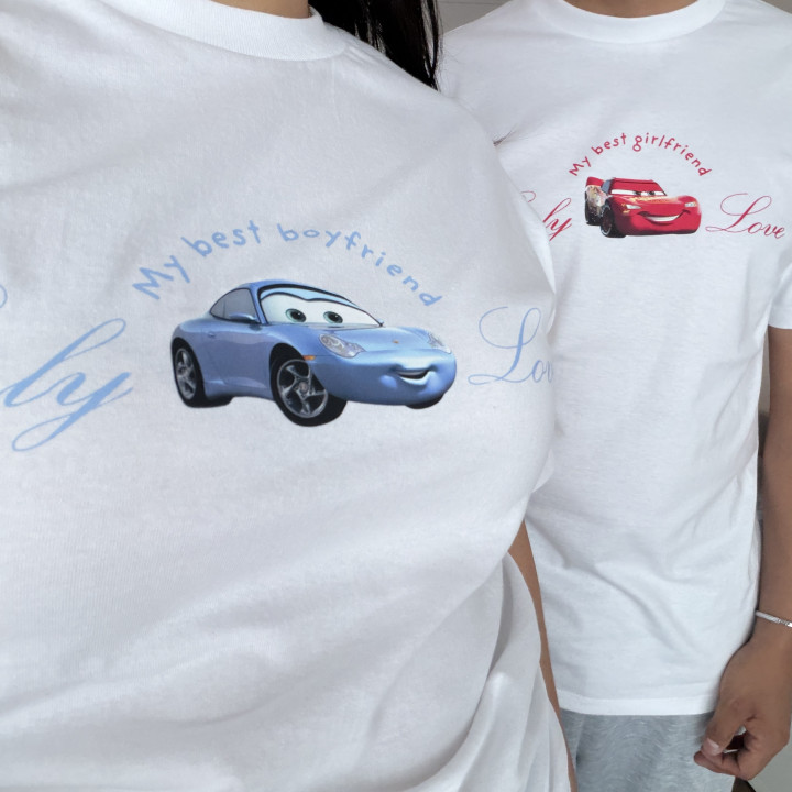 Dúo de playeras Cars Sally y Mcqueen