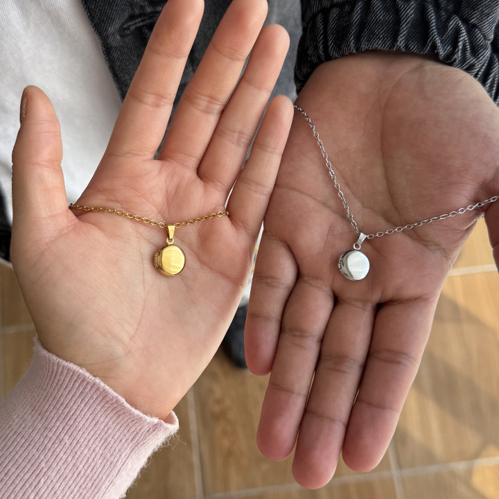 Dúo de relicarios mini circulares