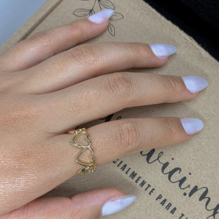 Anillo cadena corazones♡